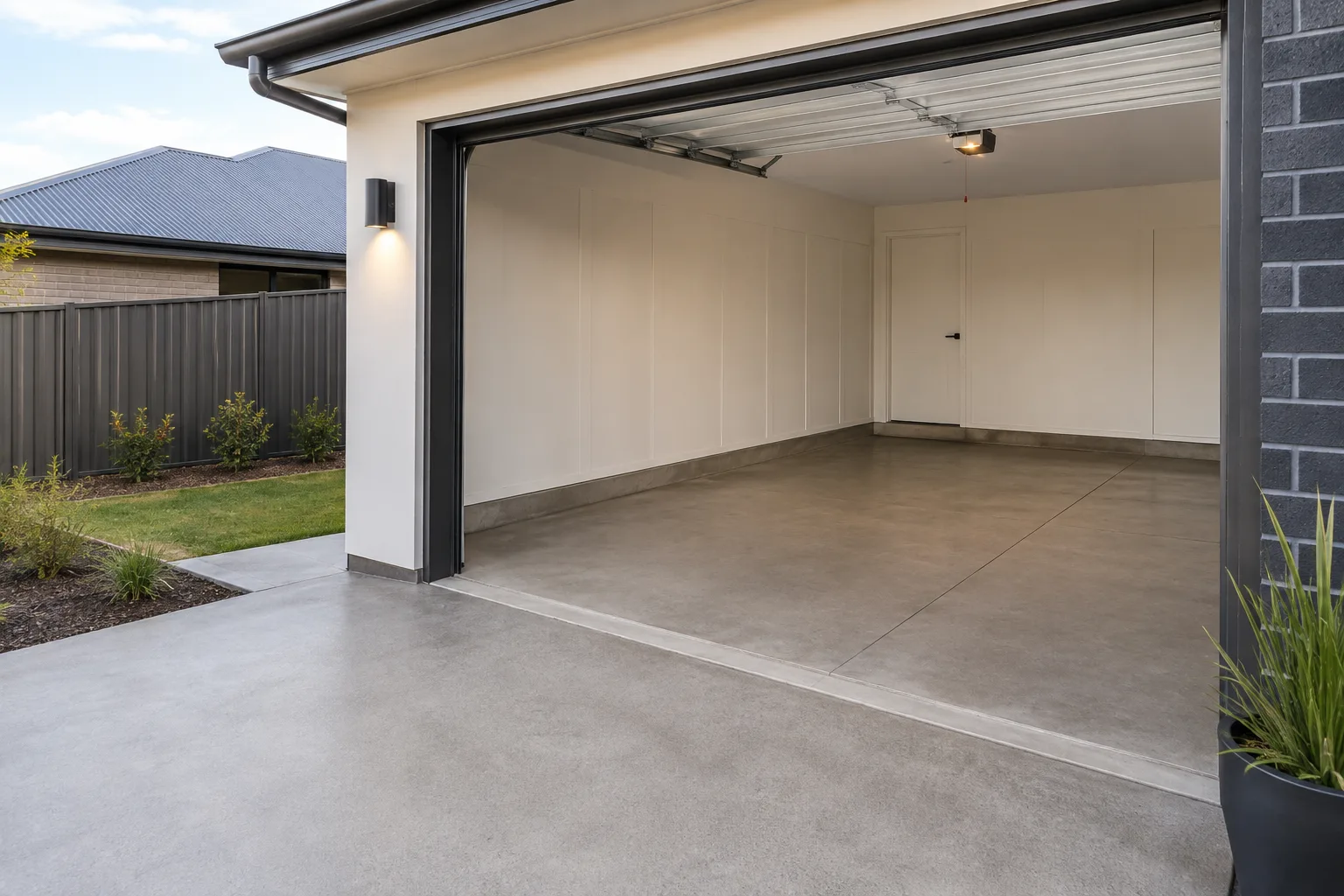 Finished concrete garage slab